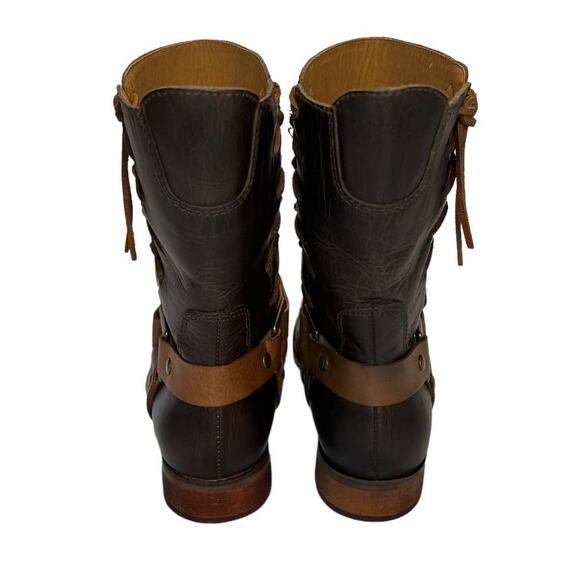 Latigo Women's Thistle Leather Boots Lace Up Harness Buckle Brown Size 7M - Picture 10 of 16